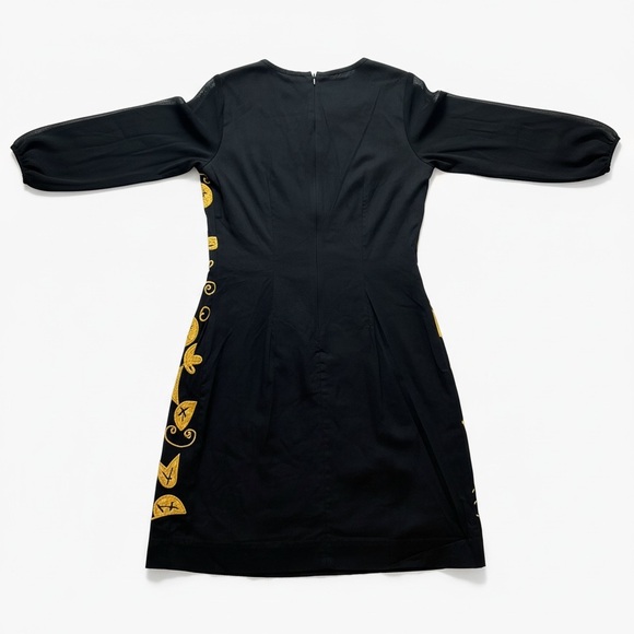 Almatrichi Madrid Spain Black & Gold Embroidered Dress Size 42 (US 10/12) - Picture 6 of 10
